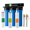 iSpring WGB32B-KS+AHPF12MNPT16X2 3-Stage Whole House Water Filter, Reduces Heavy Metals, Hydrogen Sulfide, Chlorine, Chloramine, Sediments w/ 3/4'' Push-Fit Braided Stainless Steel Hose Connectors