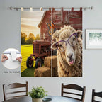 Farm Sheep Living Room Curtains 84 Inch Length, Window Curtains Tab Top, Farmhouse Barn Funny Animals Butterfly Light Filtering Window Treatments Drapes 42"x84" 2 Panel