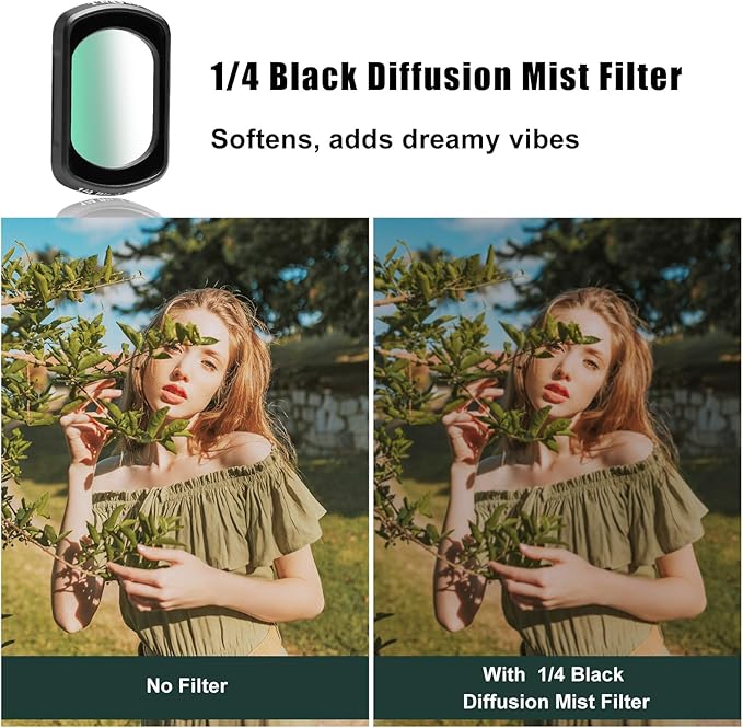 GREEN.L 3 Pack Magnetic Filter Kit for DJI Osmo Pocket 3: Variable ND Filter (ND2-ND32)+CPL+Black Diffusion 1/4, HD Multi-Coated Optical Glass for Cinematic Video
