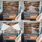 Western Barn Door Magnetic Double Layer Car Window Shades,Side Window Curtains for Blackout/Breathable Mesh View,Vintage Farmhouses Wooden Door Brown Heat Protection Privacy Sun Shades 26x20in 2pcs
