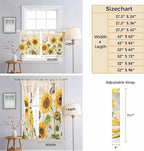 Yellow Sunflowers Living Room Curtains 96 Inch Length, Window Curtains Tab Top, Country Farm Butterfly Flower Light Beige Light Filtering Window Treatments Drapes 52"x96" 2 Panel
