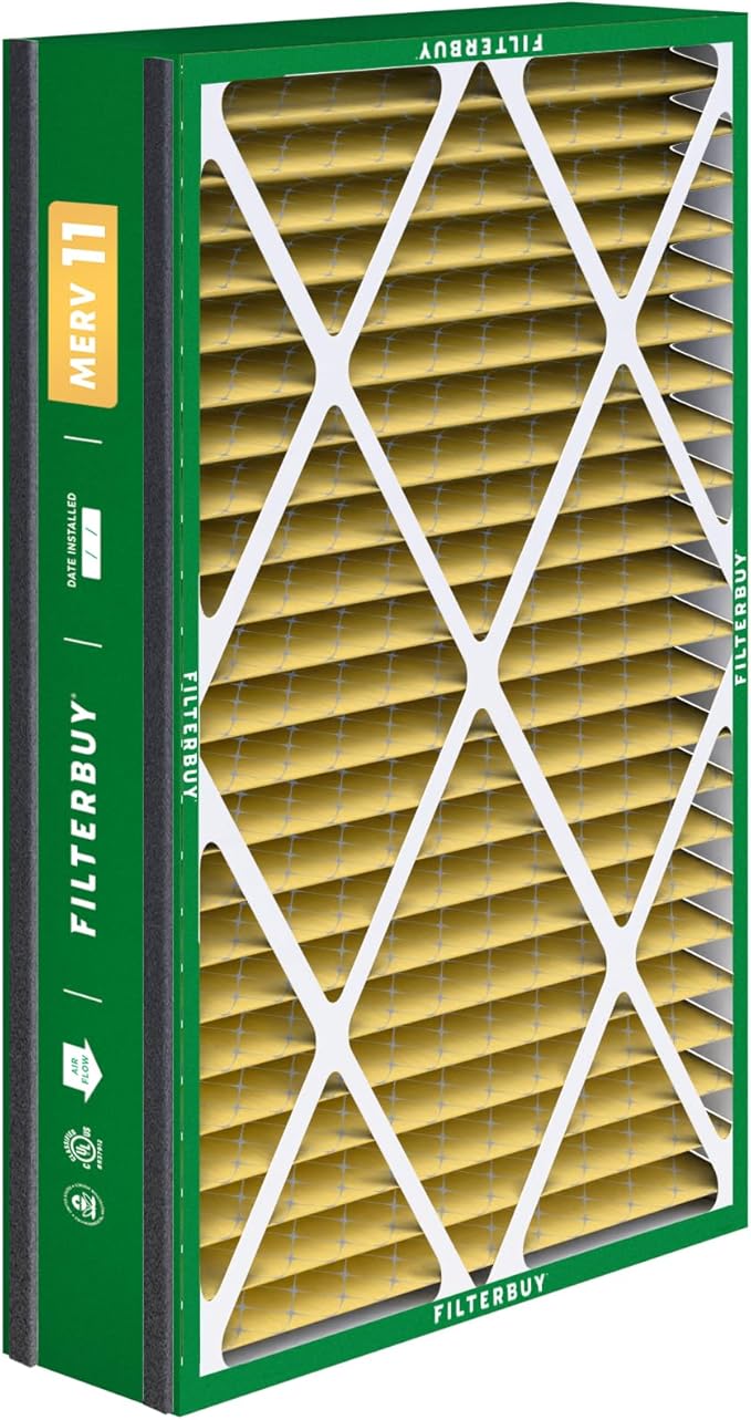 Filterbuy 16x25x5 Air Filter MERV 11 Superior Pet & Allergy Defense (2-Pack), Electrostatic Pleated HVAC AC Furnace Filters for Trion Air Bear 255649-105 and More (Actual Size: 15.63 x 24.13 x 4.88)