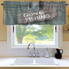 Gone Fishing Valances for Windows, Bronze Wood Grain Kitchen Valance Light Filtering Rod Pocket Short Curtains for Kitchen Bathroom, 1 Panel, 60"x18"