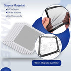 Dust Filter PC 140mm for Computer Cooler/PSU/Routers Nylon 80 Mesh, Magnetic Frame PC Fan Dust Mesh PC Cooler Filter Dustproof Computer Fan Grills (Nylon, 140 * 140mm, 5pcs, White)