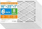 LotFancy 16x25x1 Air Filter MERV 8 6-Pack, Electrostatic Pleated Furnace & AC Filter, Captures Dust, Pet Hair, Pollen, Actual Size: 15.75"x24.75"x0.75"