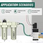 Industrial Grade 3-Stage Air Drying System, 3/4" NPT with Manual Drain, Desiccant Dryer, Air Regulator, Particulate Filter and Coalescing Filter for Paint Spray, Plasma Cutter