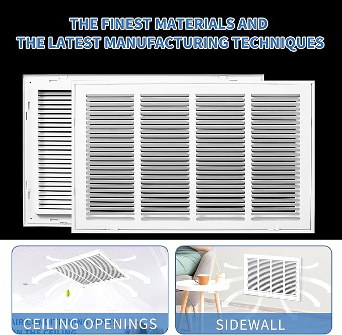24x18 Return Air Grille [Duct Opening Size],Return Air Vent Cover for Wall Or Ceiling,Steel Return Air Filter Grilles Removable Face/Door for 1 Inch Filters (24"W x 18"H [Duct Opening])