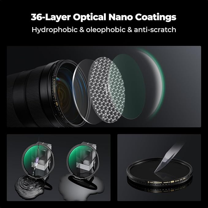 K&F CONCEPT 49mm Circular Polarizers Filter Super Slim with 36 Multi-Layer Coatings, High Definition Circular Polarizing Filter (CPL) Camera Lens Filter (Nano-X PRO Series)