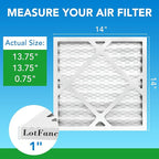 LotFancy 14x14x1 Air Filter MERV 8 4-Pack, Electrostatic Pleated Furnace & AC Filter, Captures Dust, Pet Hair, Pollen, Actual Size: 13.75"x13.75"x0.75"