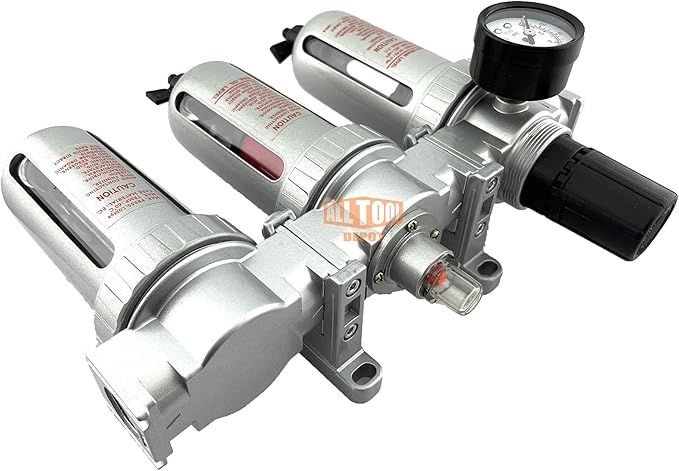 1/4" NPT MID FLOW Filter Regulator Coalescing Desiccant Dryer System For Compressed Air Lines, Poly Bowls, Great For Paint Spray And Plasma Cutter (MANUAL DRAIN)