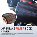 Air Filter Cover, Thickened Car Cold Air Intake Filter Dust Sock Cover, Universal for High Flow Air Intake Filters (Large, Black)