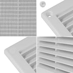 Repa Market 6 x 6 Inch (Outer) White Square Air Vent Cover - Pack of 2 Plastic Fresh Air Intake Vent - AC Cover with Nylon Mesh Screen, Wall, Ceiling HVAC Return Air Register, Modern Soffit Vents