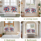 Independence Day Kitchen Tier Curtains 24 Inch Long 2 Panel Set,Rod Pocket Cafe Small Window Curtains Over Sink,4 of July Rose Wooden Grain Vintage Light Filtering Short Drapes 27.5"W x 24"L