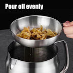 Oil Strainer, Bacon Grease Container Large Capacity Deep Fryer and Strainer Cup Combo Pan, 304 Stainless Steel Oil Separator, Ergonomic Handle, Easy to Use, Multi Functional, for