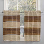 Retro Country Brown Wooden Board Window Valance Curtains, Farmhouse Gradient Plank Light Filtering Kitchen Valance with 3-inch Rod Pocket for Living Room Bathroom Bedroom,2 Panel,52x45In