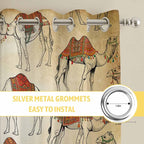 2 Panel Kitchen Cafe Curtains, Desert Sand Camel Sunlight Filtering Nature Air Through, Home Decor Window Covering Tier Curtains for Living Room 55W x 39L inch Summer Tropical Animals Vintage Beige