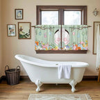 Easter Kitchen Tier Curtains 36 Inch Long 2 Panel Set,Rod Pocket Half Window Curtains Over Sink,Spring Watercolor Bunny Eggs Wooden Grain Green Light Filtering Short Drapes Cafe 27.5"W x 36"L