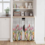 Easter Kitchen Curtains 54 Inch Long 2 Panel Set, Rod Pocket Window Curtains Panels, Retro Spring Bunny Eggs Tulip Farm Wooden Grain Light Filtering Privacy Draperies for Bedroom Laundry 42"W x 54"L