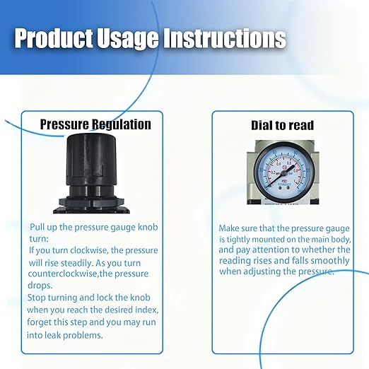 HengMinLingTong 1/4" NPT Compressed Air Filter Regulator Combo Piggyback, 5 Micron Brass Element, Poly Bowl Auto Drain, Metal Bracket, 0-150 psi AW2000-02D