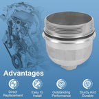 Fuel Filter Housing Cap 134001 Replacement for Chevy Cruze Silverado 2500HD 3500HD Replacement for GMC Sierra 2500HD 3500HD Duramax 6.6L L5P 2017-2024 Billet Aluminum Silver