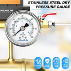 MEANLIN MEASURE 0~60Psi Dry Pressure Gauge Stainless Steel 1/4"NPT 2"FACE DIAL Waterproof for Pool Filter Pump Water Air Compressor Tire Pressure Tester Back Mount with 1/2"NPT and 3/8"NPT Hex Bushing