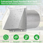 Dryer Vent Cover Outdoor 4 Inch,Dryer Vent Cover Outside,Exterior Hooded Wall Vent w/Screen & Damper,Wall Mount Extractor Vent Cap Exhaust Vent Cover for Dryer Duct AC Air Ventilation,Stainless Steel