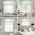 Easter Sheer Valances for Windows 42"x18", Light Filtering Kitchen Curtains Valance, Spring Watercolor Bunny Eggs Tulip Flower Plant Rod Pocket Chiffon Curtains for Living Room Bedroom Cafe
