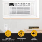 Whirlpool 18,000 BTU Window Air Conditioner with Dehumidifier, 230V, Window AC for Large Rooms up to 1000 Sq. Ft., Bedroom, Living Room, Apartment, with Remote, 3 Speeds, and 24H Timer, White
