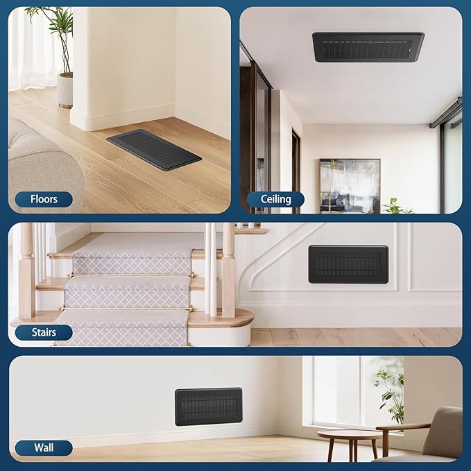 Magnetic Vent Covers with Vent Screen 5.1x11.3 Inch, Black Mesh Vent Covers for Floor, Wall, Ceiling Air Vents to Block Dust, Pet Hair, Fits Standard HVAC Floor Registers in Home, RV, 3 Pack