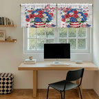 Independence Day Kitchen Tier Curtains 24 Inch Long 2 Panel Set,Rod Pocket Cafe Small Window Curtains Over Sink,4 of July Rose Wooden Grain Vintage Light Filtering Short Drapes 27.5"W x 24"L