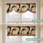 Farmhouse Cow Tie Up Valance Curtains for Windows, Kitchen Curtains Window Shades, Country Vintage Animals Wooden Grain Light Filtering Roman Curtain Valances for Bedroom/Bathroom/Cafe 42"x18"