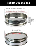 All 304 Stainless Steel 50 Mesh Test Sieve (0.355mm Aperture), 8Inch/20cm Diameter, Powder Sifter & Strainer, Multi-Use Lab Screen for Metal Powder, Spices & Industrial Sampling