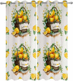 Lemon Outdoor Curtains for Patio Lemons Baskets Summer Tropical Plant Wood Waterproof Outside Curtains with Grommet Top Weatherproof Curtain for Cabana Pergola Gazebo, 2 Pack, 54" W x 95" L