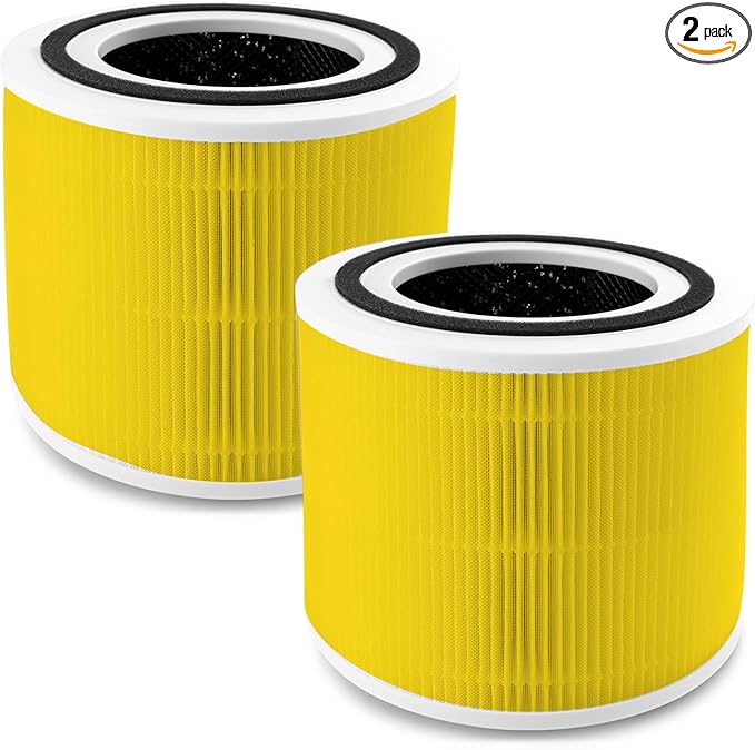 2 Pack Core 300 Pet Care Replacement Filter for LEVOIT Core 300/ 300S/ 300-P/ 300S-P/and P350 Air Purifier, 3-in-1 True H13 HEPA Activated Carbon Filter, Part# Core 300-RF-PA (Yellow)