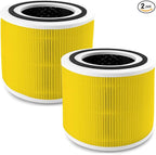 2 Pack Core 300 Pet Care Replacement Filter for LEVOIT Core 300/ 300S/ 300-P/ 300S-P/and P350 Air Purifier, 3-in-1 True H13 HEPA Activated Carbon Filter, Part# Core 300-RF-PA (Yellow)