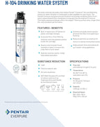 Pentair Everpure H-104 Drinking Water System, EV926271, Includes Filter Head, Filter Cartridge, All Hardware and Connectors, 1,000 Gallon Capacity, 0.5 Micron