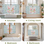 Easter Kitchen Curtains 54 Inch Long 2 Panel Set, Rod Pocket Window Curtains Panels, Spring Rabbits Ears Feet Flowers Wooden Grain Light Filtering Privacy Draperies for Bedroom Laundry 42"W x 54"L