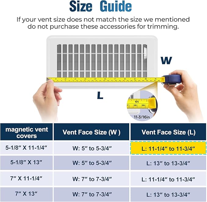Magnetic Vent Covers with Vent Screen 7x13 Inch, White Mesh Vent Covers for Floor, Wall, Ceiling Air Vents to Block Dust, Pet Hair, Fits Standard HVAC Floor Registers in Home, RV, 3 Pack