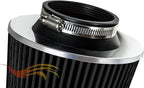BLACK 3.5" 89 mm Inlet Narrow Air Cone Replacement Performance Washable Clamp-On Dry Air Filter