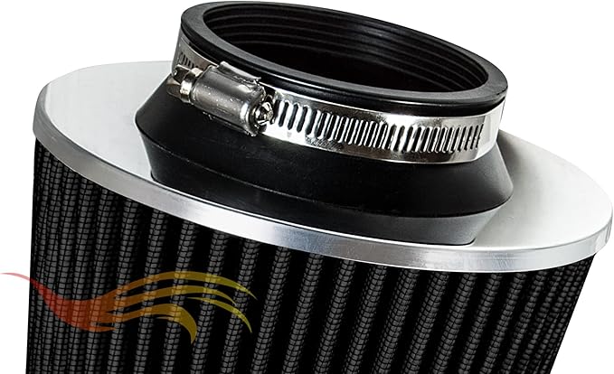 BLACK 2.5" 63.5 mm Inlet Cold Air Cone Replacement Performance Washable Clamp-On Dry Air Filter