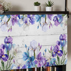 Spring Flowers Curtain Valances for Windows, Kitchen Valance Window Treatment, Watercolor Garden Florals Wooden Grain Light Filtering Block Curtains for Bathroom/Bedroom/Living Room 60'' x 18''