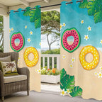 Summer Outdoor Curtains for Patio Plumeria Swimming Circles Ocean Beach Waterproof Outside Curtains with Grommet Top Weatherproof Curtain for Cabana Pergola Gazebo, 2 Pack, 54" W x 95" L