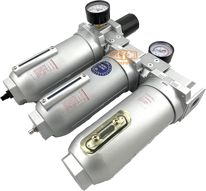 3/4" NPT SUPER DUTY Industrial Grade Filter Regulator Coalescing Desiccant Dryer System For Compressed Air Lines, Metal Bowls, Great For Paint Spray And Plasma Cutter (AUTO DRAIN)