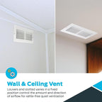 EZ-FLO 10 x 4 Inch (Duct Opening) Air Vent Cover for Wall or Ceiling, Two-Way Ventilation Register, Solid Steel HVAC Register Cover, White, 61609