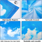 4 Pcs Fluorescent Light Covers - Classroom, Office 4 x 2 Feet Flame Retardant Magnetic Covers for Ceiling Lights Filters (Blue Skies & White Clouds)