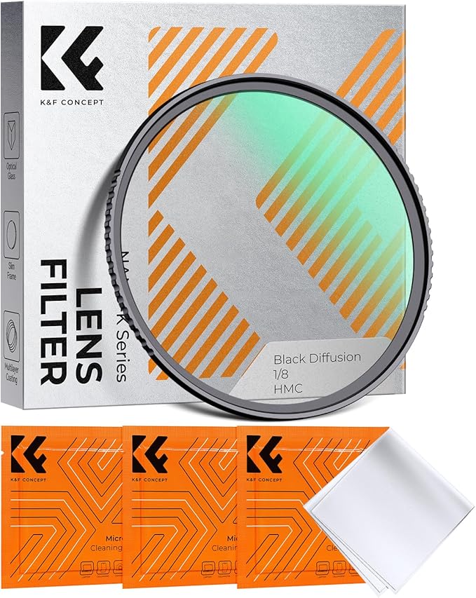 K&F CONCEPT 72mm Black Diffusion 1/8 Filter, Mist Dreamy Cinematic Effect Filter for Video/Vlog/Portrait Photography K-Series