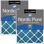 Nordic Pure 16x20x1 (Actual Size: 15 1/2 x 19 1/2 x 3/4) Pleated Air Filters MERV 7 Plus Carbon 2 Pack