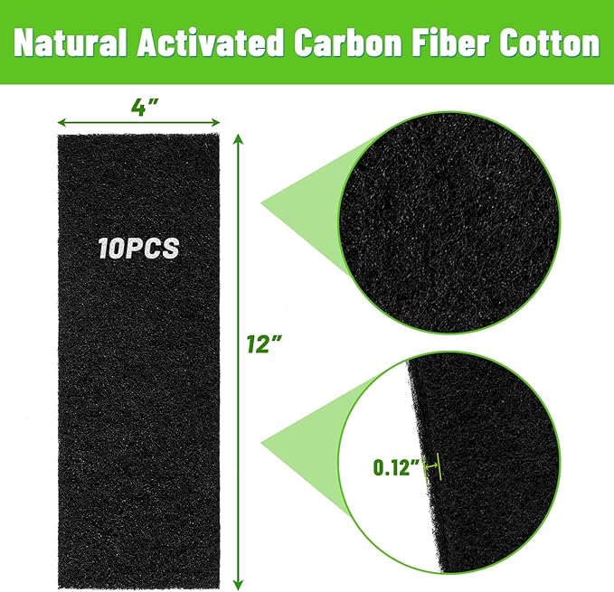 4"x12" Activated Carbon Air Vent Filters for Home, Floor Vents Filters, Floor Registers Filters,10 Pcs Charcoal Vent Filter (Black)