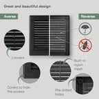 Vent Systems 4.5" x 4.5" Inch (Opening Dimensions) - Pack of 5 - Plastic Black Soffit Vent Cover - Flat Square Air Vent Grille - Air Vent Deflector - HVAC 5.9" x 5.9" Inch (Overall Dimensions)