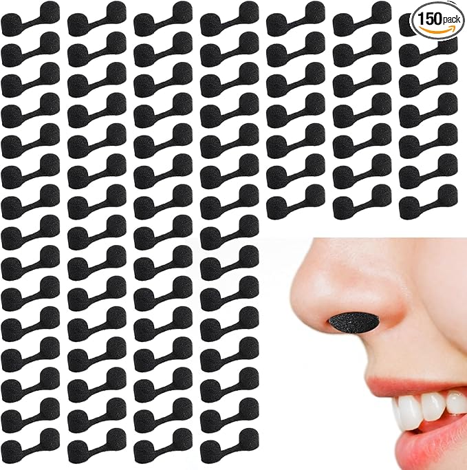 150 Pieces Nose Plug Filter Disposable Nose Dust Filters Bulk Sponge Nostril Filters for Spray Tanning Welding Dust Allergies DustConstruction Areas (Black)
